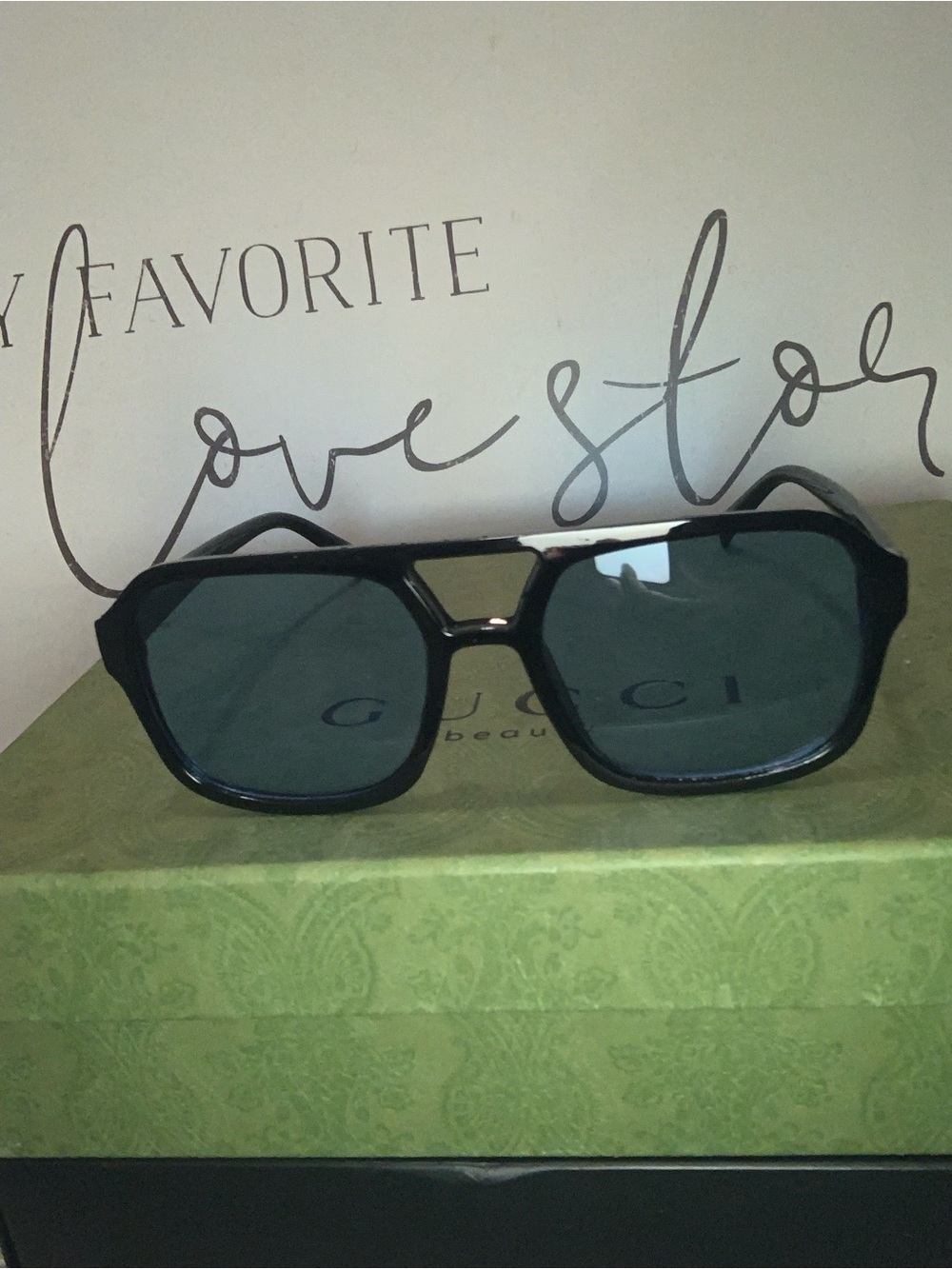 Men’s Black Frame Sunglasses with Blue Lenses
